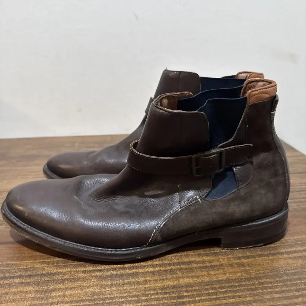 Men’s Johnston & Murphy Strap Chelsea Boots Leather Sheepskin Mens Sz 11 D
